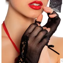 Черный короткий шнурок ленты сексуальный танцевальный костюм в стиле диско вечерние кружева без пальцев в сетку сетка короткая перчатка
