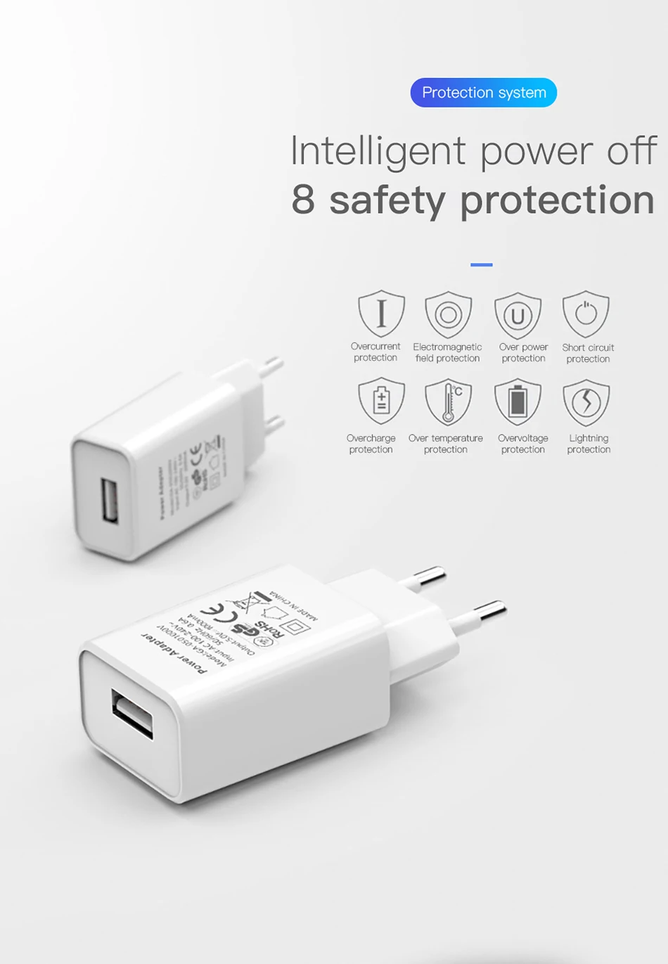 ACCEZZ USB Charger 5V 2A EU Plug For iphone iPad iPod Universal For Samsung Huawei Xiaomi Mobile Phone Wall USB Charger Adapter