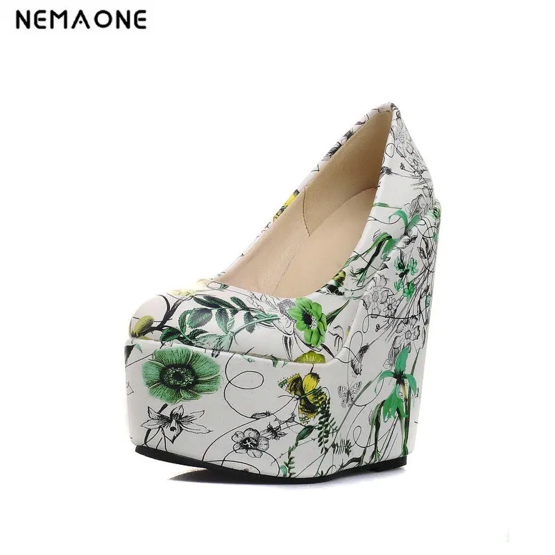 

2019 Women Fashion Erogenous Wedges 15cm Super High Heel Women Pumps Spring Autumn Casual Party Shoes Large Size 34-43