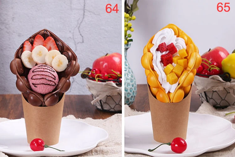 Fake Ice Cream Egg Waffle Model Display Sample Simulation Food Eggettes Puff Egg Bubble Waffle Model Dessert Props Display