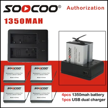 

SOOCOO Battery 1350MAH and Battery Charger Compatible For SJ4000 SJ5000 M10 EKEN H9 H9R H8 H8R C30 C30R Series Cameras