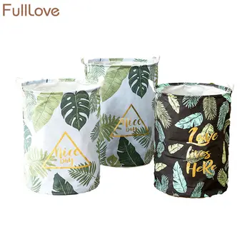 

40*50cm Leaves Printed Dirty Laundry Basket 2018 Foldable Storage Basket for Toys Fabric Basket Laundry Storage & Organization