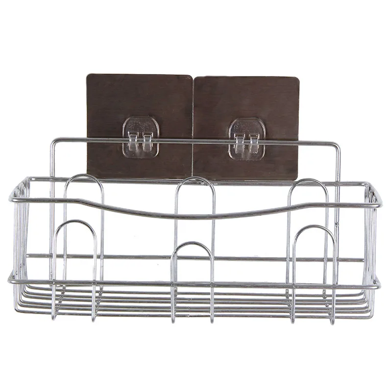 

Bathroom Shelf Organizer Storage Kitchen Rack With Traceless Adhesive No Drilling Stainless Steel Rack