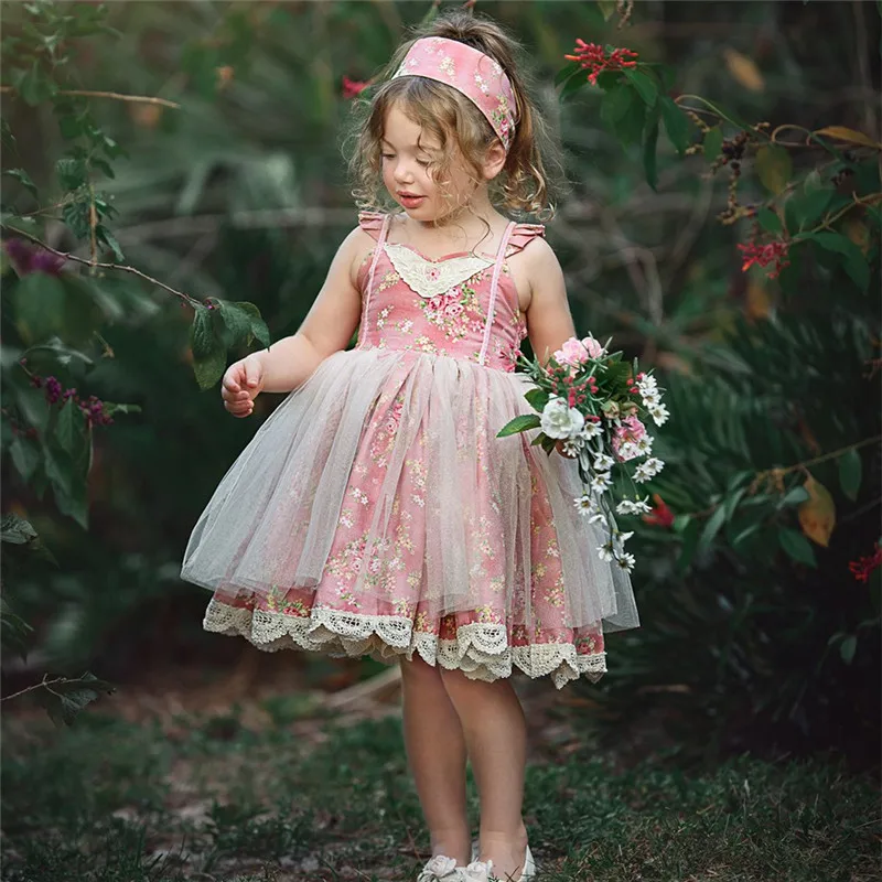 

Kids Girls Lace Tulle Princess Tutu Dress 2018 Summer Autumn Hot Wedding Pageant Party Dresses 1-6Y