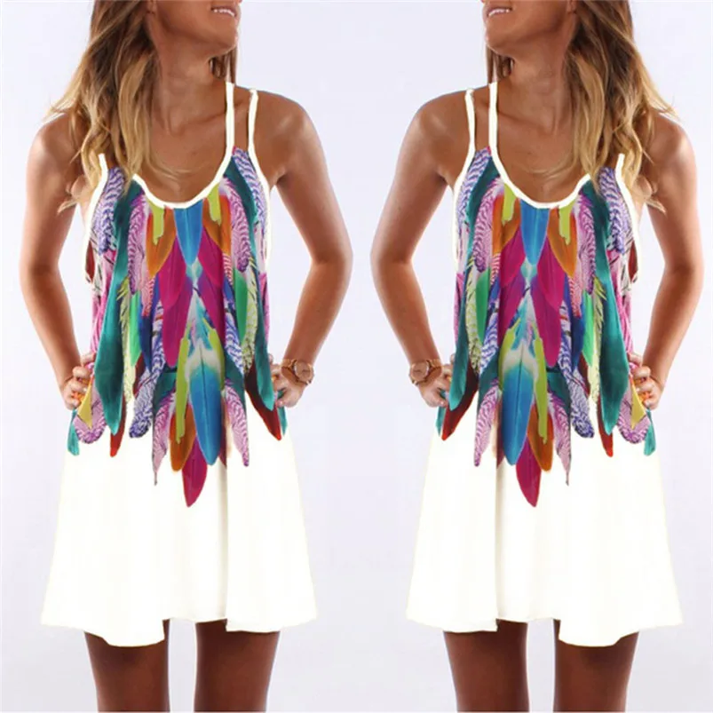 Fashion summer dress 2018 beach dress Women's Summer Boho Casual Printed Maxi Party Cocktail Sundress sexy dress vestido J08#N (16)