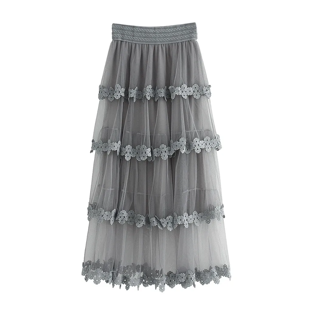 

Women's High Waist Ruffle Solid Tulle Skirt Casual Mesh Ball Gown Tutu Skirt Sheer Net Pleated Faldas Mujer Moda 2019 Maxi Party