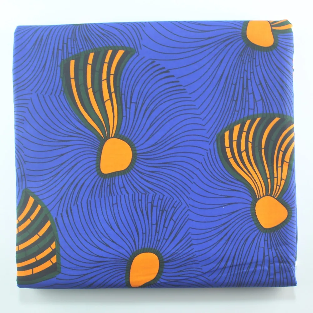 Африканская Дашики воск синий желтый причудливый узор высокого качества настоящая голландская ткань