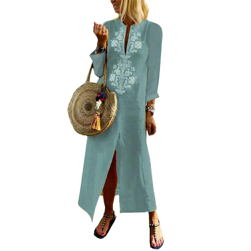 

Fashion Women's Dress Autumn Spring Vestidos Cotton Linen Long Maxi Dresses Sexy Dresses Party Bohemian Beach Dress 2018 Gothic