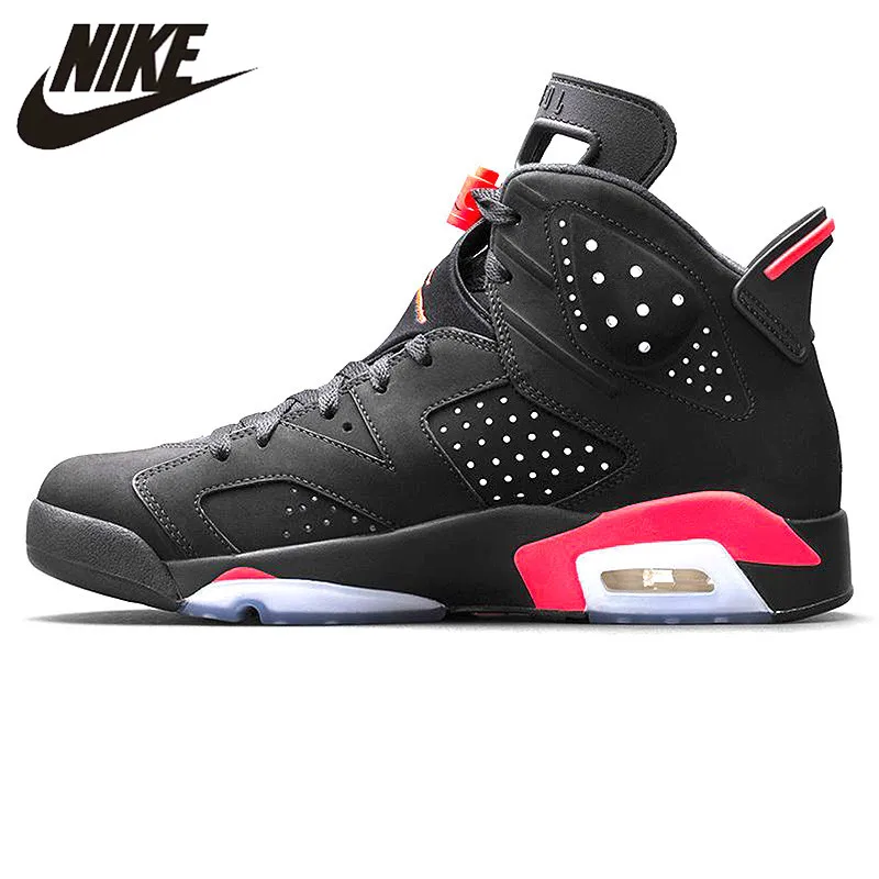 

Nike Air Jordan 6 Black Infrared AJ6 Men Basketball Shoes, Black & Red, Shock Absorption Anti-Slip Support Balance 384664 023