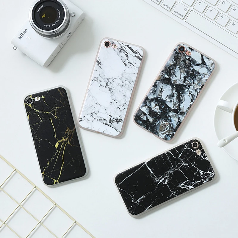 Kuulaa антидетонационных Мрамор ТПУ Телефонные Чехлы для iPhone 7 8 X случае Элитный