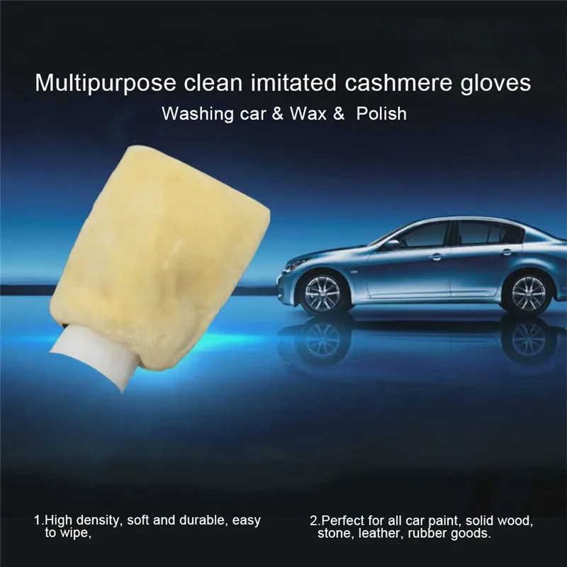 Новые автомобильные двухсторонние перчатки для уборки из искусственной шерсти желтые мягкие автомобильные полировальные принадлежности для мытья воском