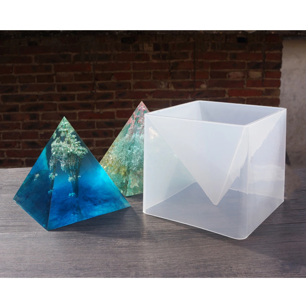 6 размеров пирамидальной формы с украшением в виде кристаллов Кулоны, подвески силиконовой жидкий Эпоксид полимер литые ювелирные изделия
