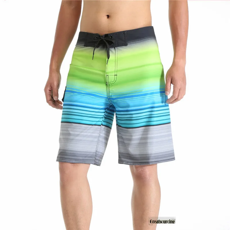 Fashion Men Summer Board Shorts Multi Color Striped Beach Shorts Casual