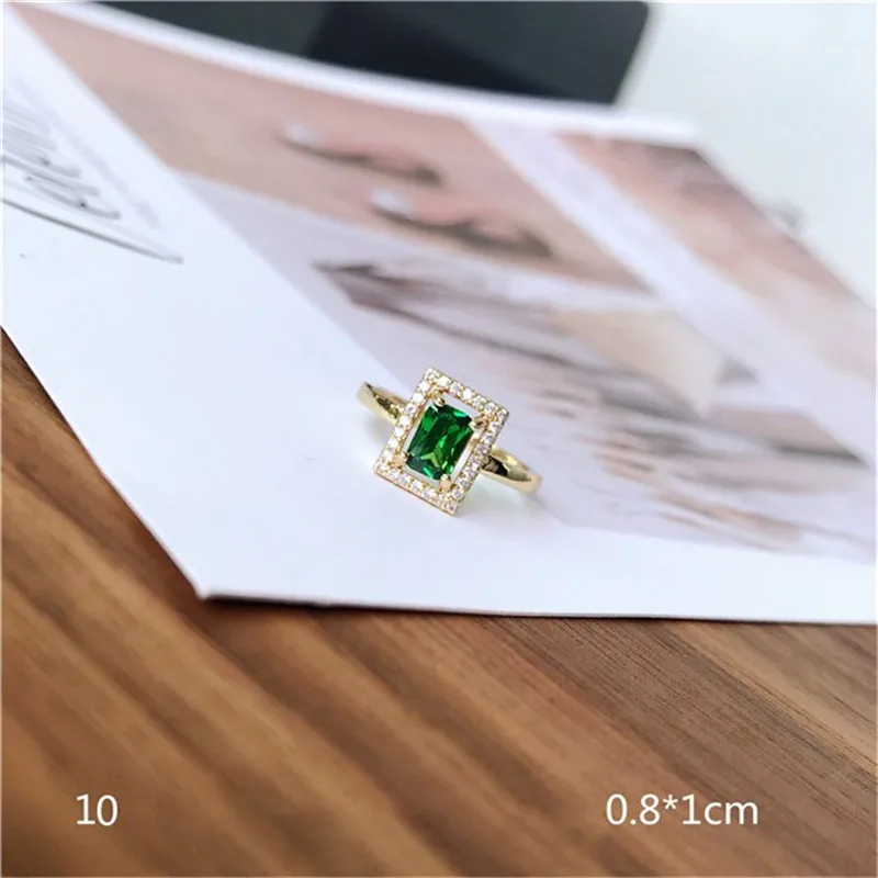Винтажные кольца для женщин, Серебро S925 пробы, изумрудно-зеленый драгоценный камень, регулируемое кольцо, Золотое свадебное ювелирное изделие, аксессуары - Цвет камня: 10