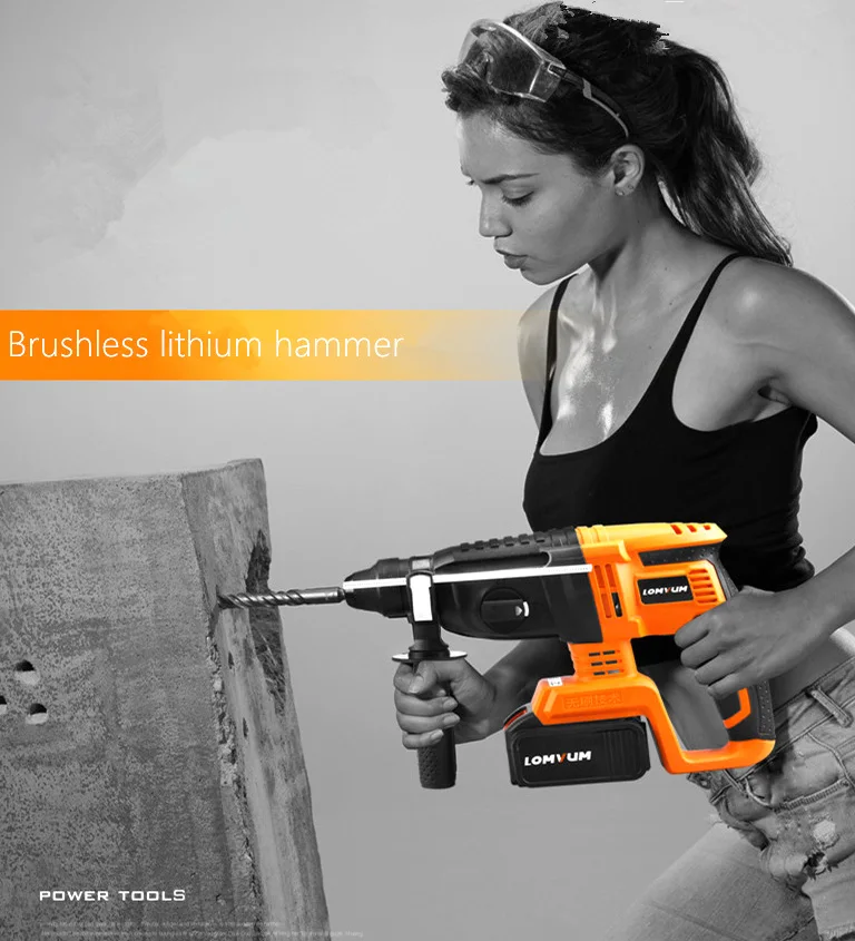 Cordless Rotary Impact Hammer Multifunctional 21V Drill Screwdriver Rotary Tool with Portable Tool Kit Box