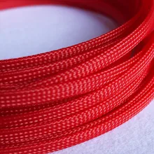 

Red - High quality 6mm Braided PET Expandable Sleeving High Density Sheathing Plaited Cable Sleeves