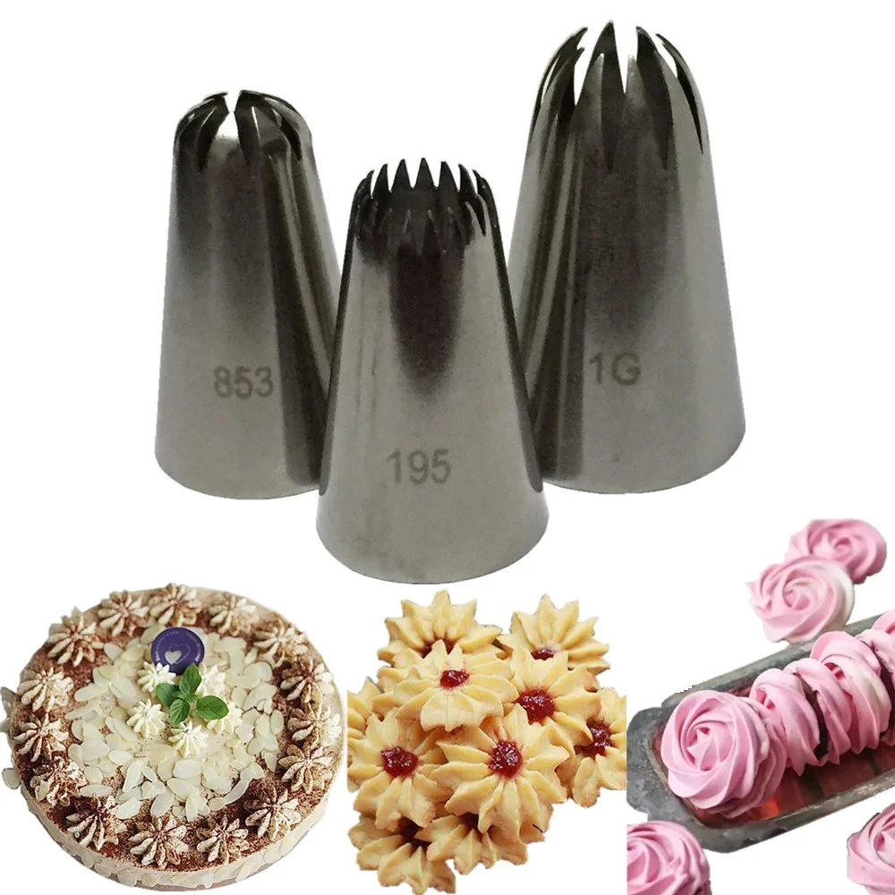 1 piece 1G / 853 195 Cream Cake Icing Piping Russian Nozzles Pastry Tips Fondant Decorating Tip cake making Baking Tools | Дом и сад