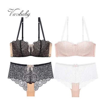 

Varsbaby Half cup ultra-thin lace sexy ladies Floral underwear 2 bra sets/lot