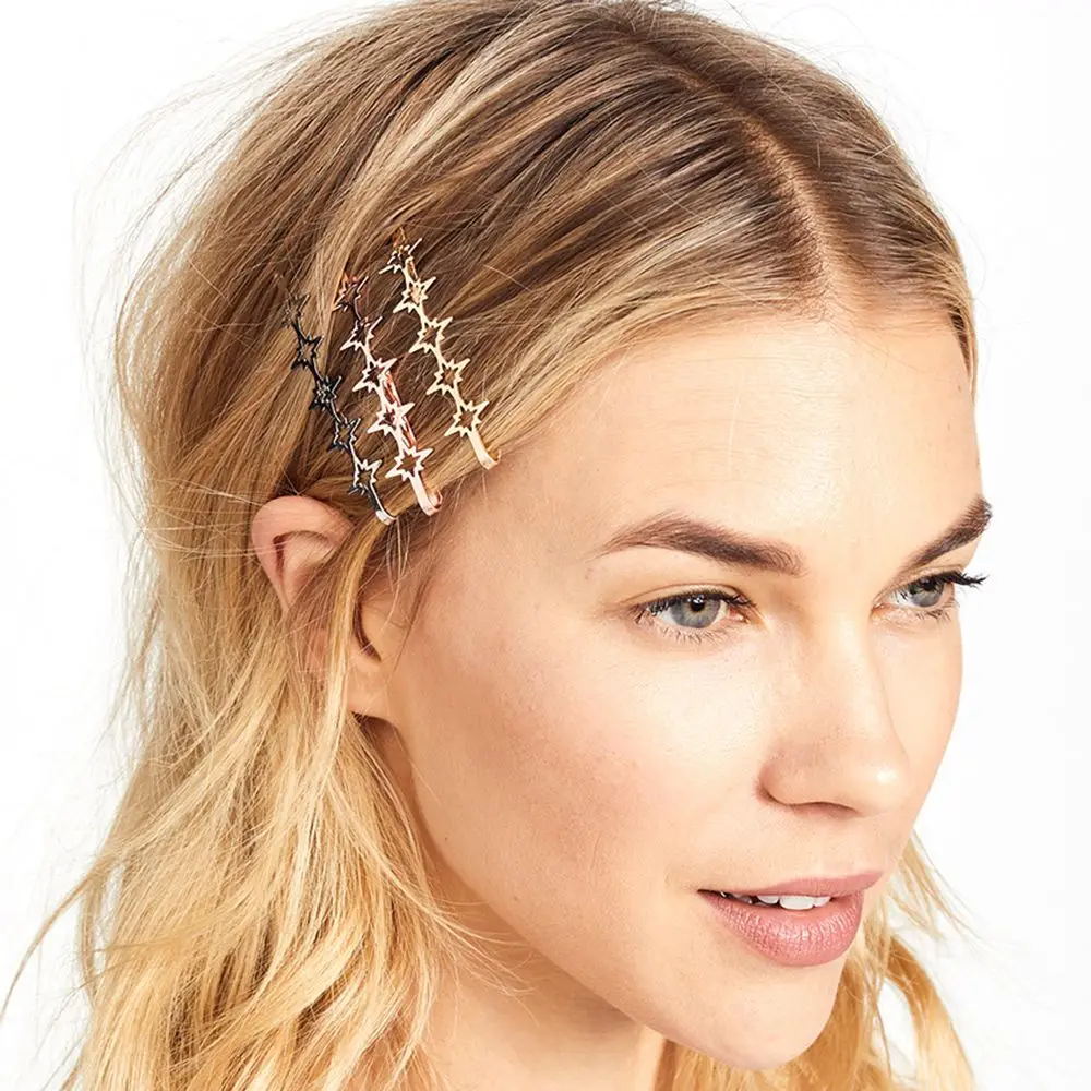 1PC Gold Silver Star Barrettes Jewelry Hair Accessories Hairpins for Women Lady Girls Headwear Hair Clips