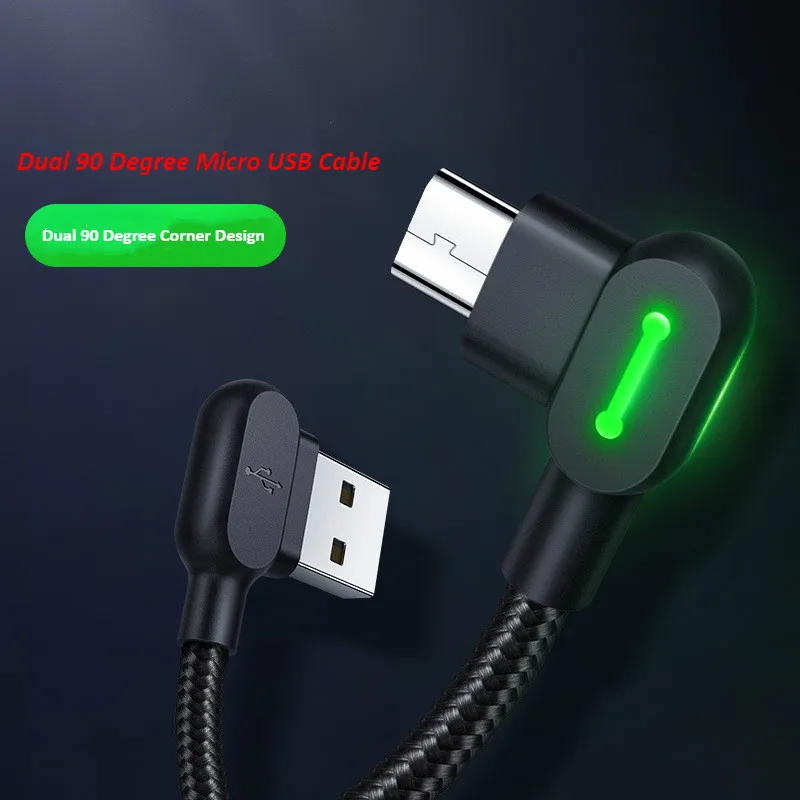 Двойной 90 градусов Micro USB кабель 2A Быстрая зарядка кабель синхронизации данных USB зарядное устройство кабель для samsung Xiaomi huawei мобильный телефон кабель