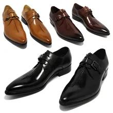 Grande tamanho EUR45 preto/amarelo/marrom tan flats mens sapatas dos homens vestido de negócios sapatos de couro genuíno casamento sapatos com fivela