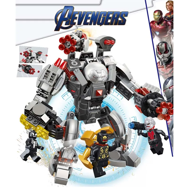 Marvel Мстители: Endgame Супер Герои ЖЕЛЕЗНЫЙ ЧЕЛОВЕК VS. Машина HulkBuster модель строительные блоки игрушки для детей Подарки