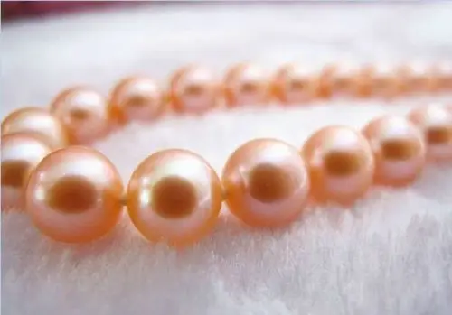 

HUGE AAA 10-11MM PERFECT ROUND SOUTH SEA GENUINE PINK PEARL NECKLACE Noble style Natural Fine jewe fast SHIPPING