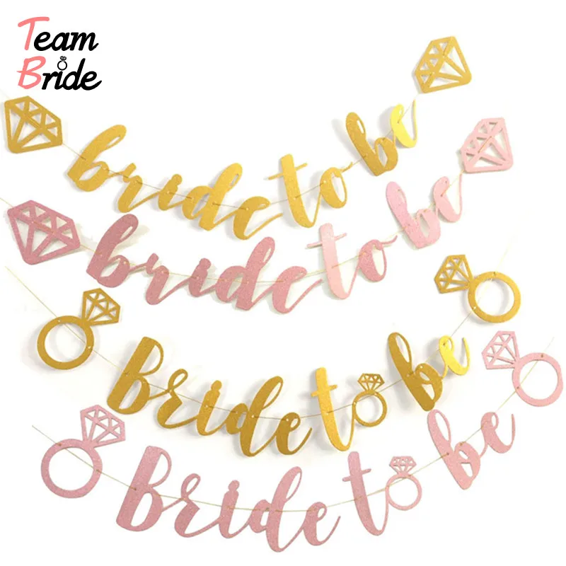 

Team Bride 3M Glitter Diamond Ring Bride To Be Bunting Banner for Wedding Engagement Bachelorette Party Bridal Shower Decoration