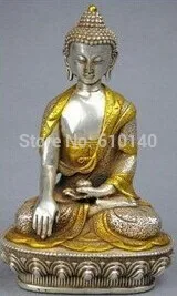 

21CM 18TH C TIBET SILVER STATUE OF MEDICINE BUDDHA