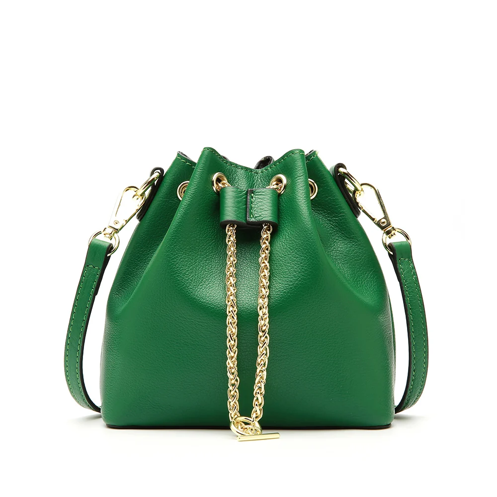 Женская сумка-мешок из натуральной коровьей кожи, сумки на плечо, брендовые дизайнерские женские сумки через плечо, сумки на цепочке высокого качества, известные - Цвет: Green