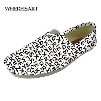 

WHEREISART Comfortable Men Print Flat Casual Alphabet Soup Shoes Men Loafers Walking Shoes Men Lazy Shoes Studnets Slacker Shoes
