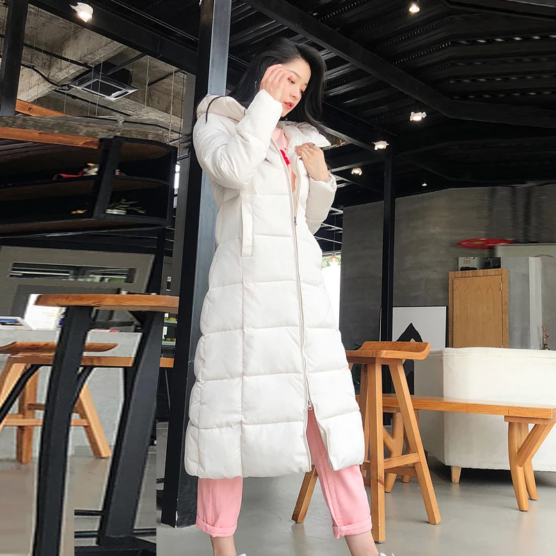Online 2019 chaqueta de invierno para mujer X long con capucha de algodón acolchado abrigo femenino de alta calidad caliente prendas de vestir Parka para mujer Manteau Femme Hiver