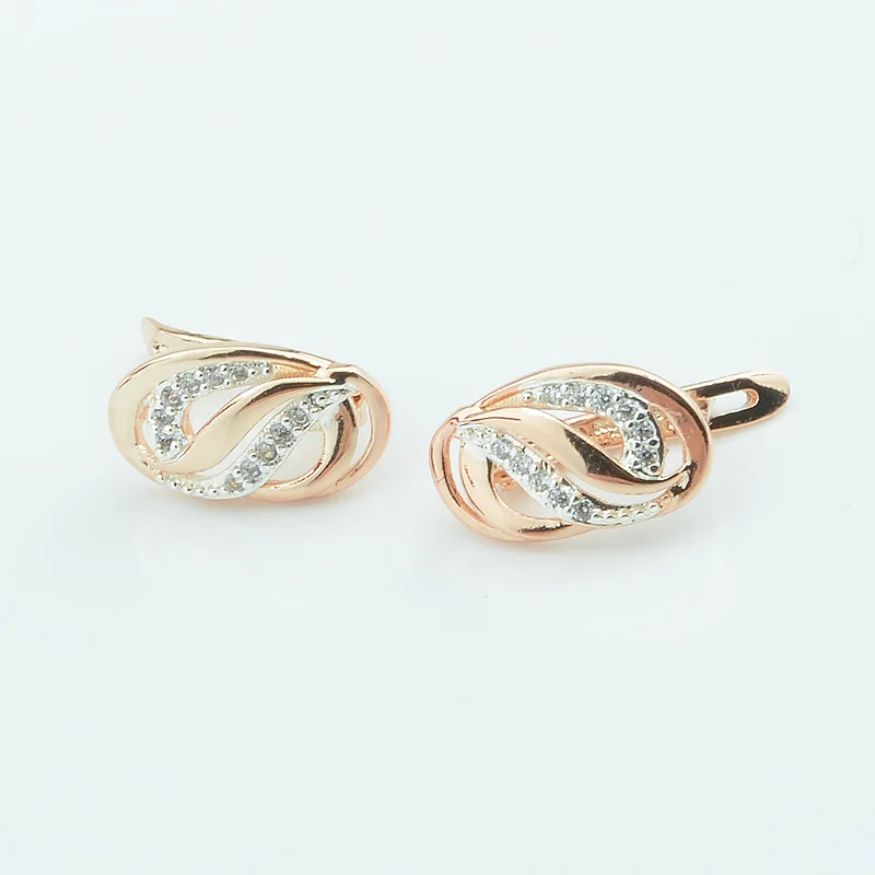 

FJ 9mm Width Women 585 Gold White Color Drop Earrings Oval Round Earrings