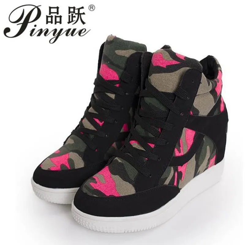 

Spring Tigh Top Sneakers Women Casual Shoes New Platform Height Increasing Chunky Shoes Woman Wedge Trainers Chaussure Femme