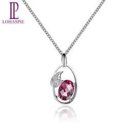 Lohaspie Diamond-Jewelry Solid 18 к 750 белое золото Подлинная родолит гранат лист драгоценный камень кулон мелкозернистый камень ювелирные изделия для