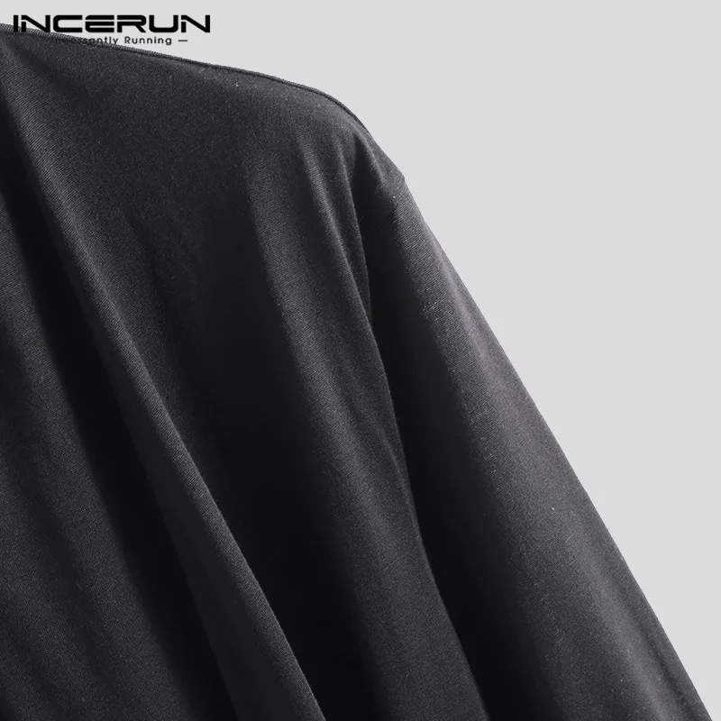 INCERUN/Мужская Ночная рубашка, пижамный комплект, традиционные простые дышащие высококачественные однотонные повседневные свободные домашние Пижамы, 5XL