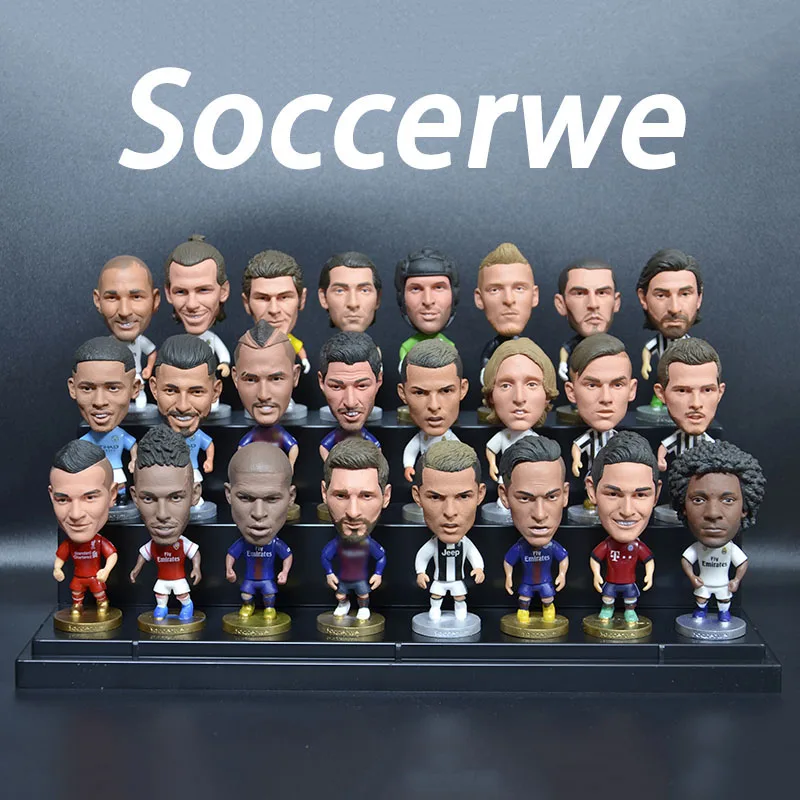 Soccerwe 2019 أوروبا لكرة القدم ستار لاعب الشكل العمل pvc لعب لاعب تمثال JUV كريستيانو رونالدو FCB ميسي بوجبا Mbappe
