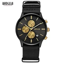 Baogela Mens Stainless Steel Mesh Bracelete Analogue Quartz Watches Chronograph Waterproof Wristwatch for Boy Black Gold 1611G1 baogela chronograph black new watches mens quartz watch stainless steel mesh band slim men watch student sports wristwatch