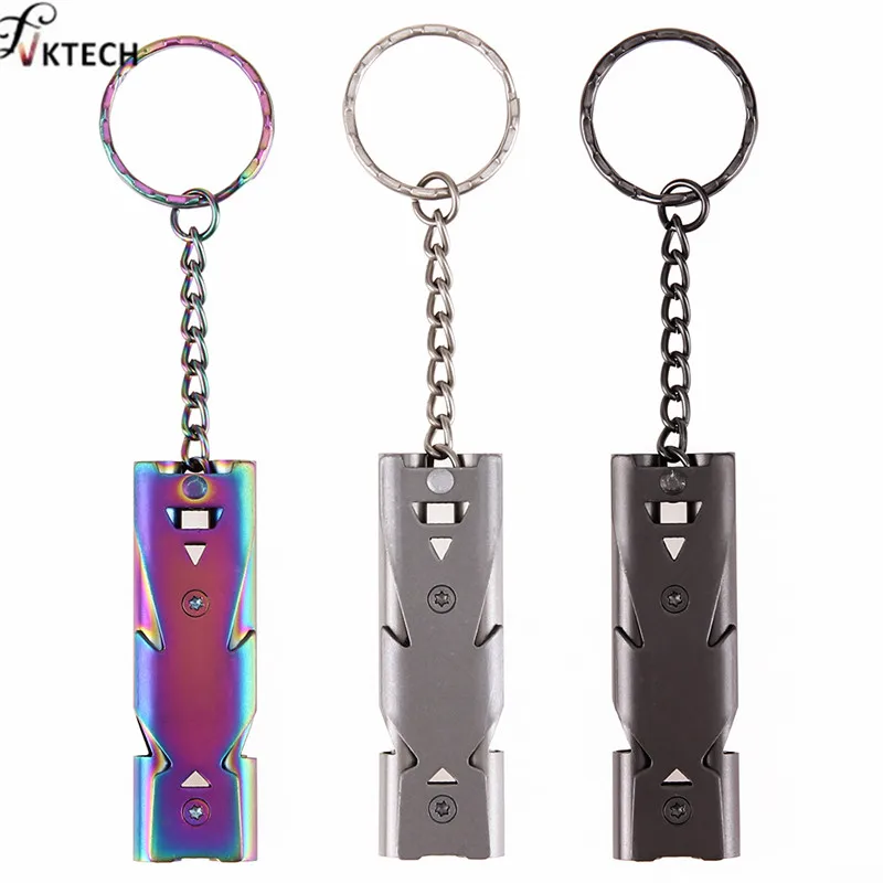 Double Pipe High Decibel Stainless Steel Outdoor Emergency Survival Whistle Keychain Cheerleading Whistle Multifunction Tool decibel outdoor 2018 saturday