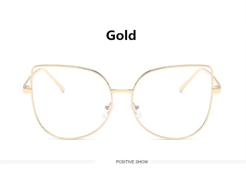 Металлические очки кошачий глаз, прозрачная Золотая оправа, очки, модная оптика, очки с прозрачными линзами для женщин и мужчин, поддельные очки для женщин, UV400