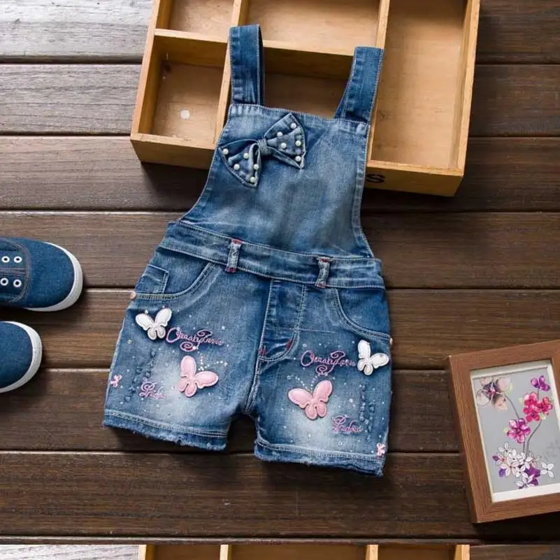 Джинсовые комбинезоны для девочек; сезон весна-лето; модная новая детская одежда; Повседневные детские брюки на подтяжках; однотонные джинсовые шорты для девочек - Цвет: picture