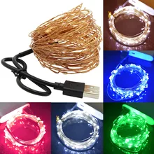 5/10M USB Powered LED String Light Copper Wire Waterproof Fairy Lights RGB Decoration Strip Lamp for Party Wedding Christmas