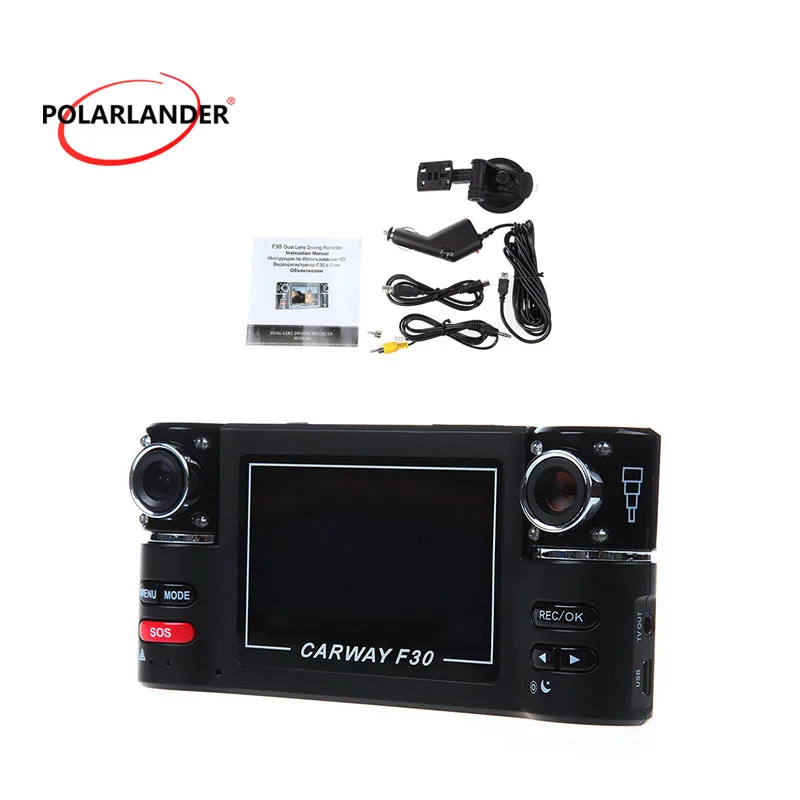 Car digital video recorder 2.7'' F30 Dual Lens 169 HD display car DVR rotate 180 degree car