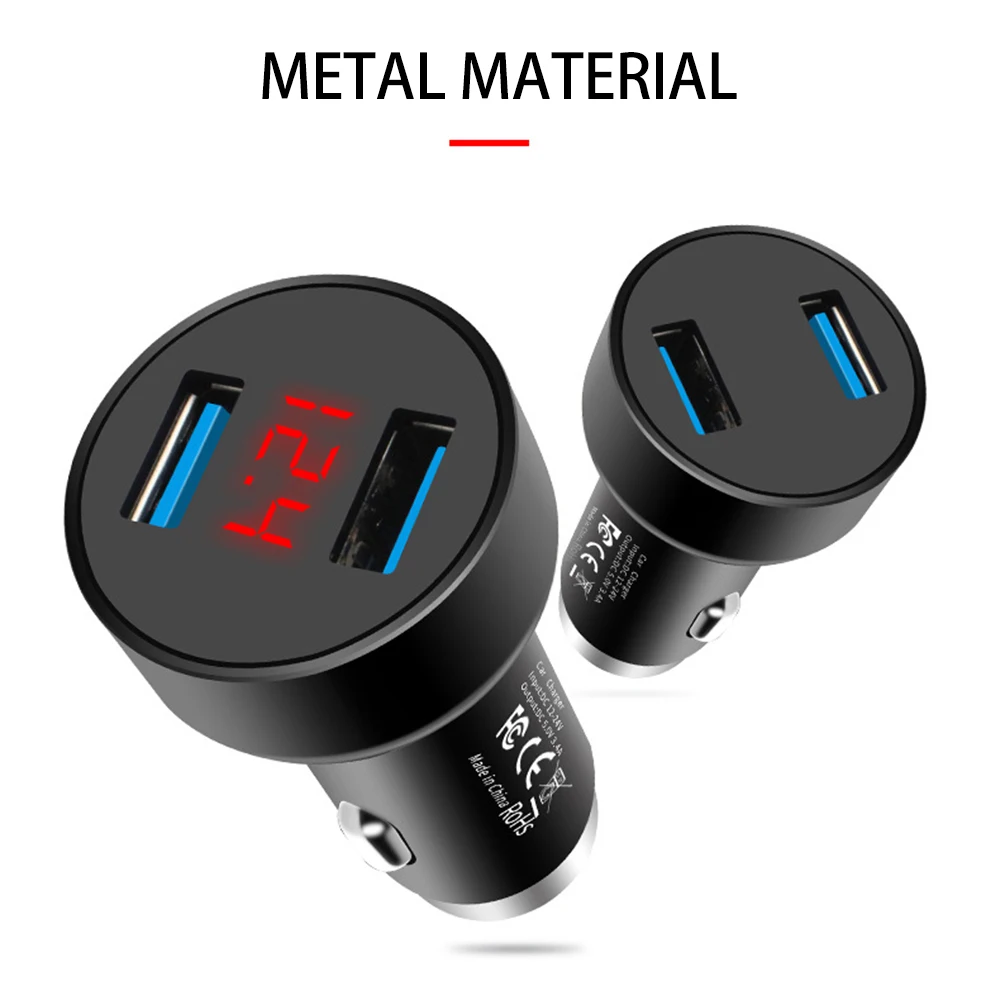 

3.1A Dual USB Car Charger with LED Display Universal Mobile Phone for Huawei Mate 20 Rs Nova 5 IPhone X XS 6 6s 7 8 Plus Tablet
