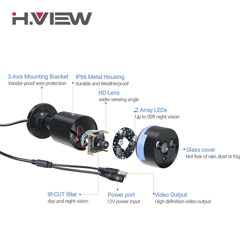  H.VIEW 2.0mp 1080P Full HD Surveillance Cameras Strong Infrared HD Security Camera CCTV Camera Vide - 32826185265