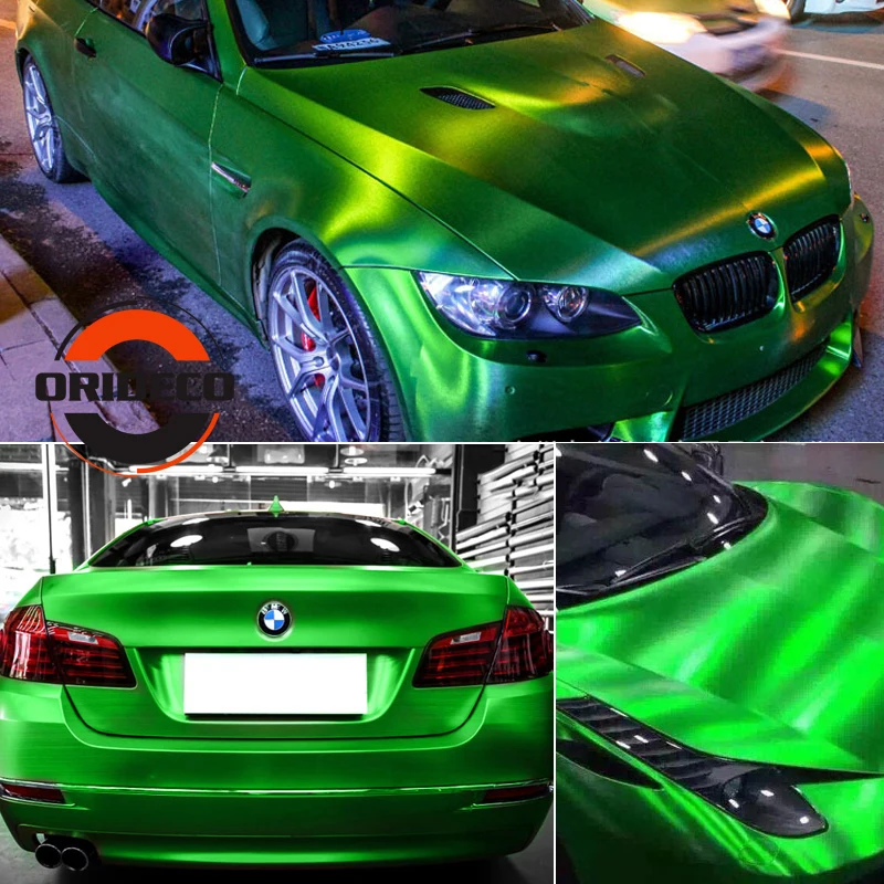 apple green brushed metallic chrome vinyl film