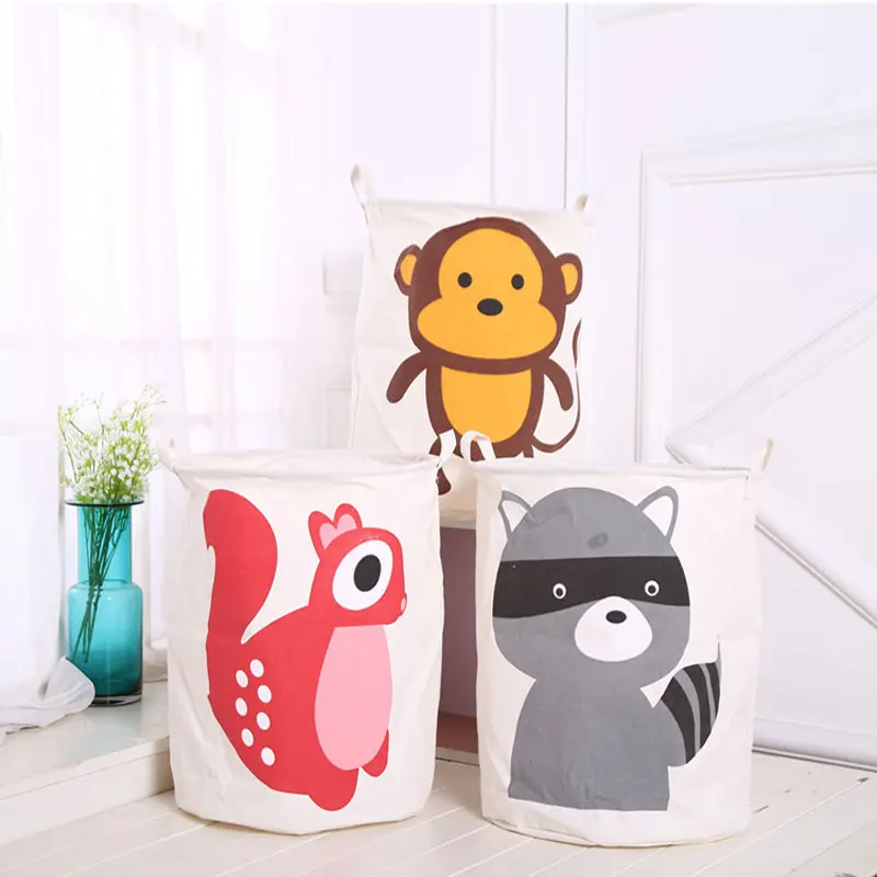 New Waterproof Laundry Hamper Cartoon Animals Clothes Storage Baskets Home Decoration Barrel Kids Toy Organizer Basket | Дом и сад