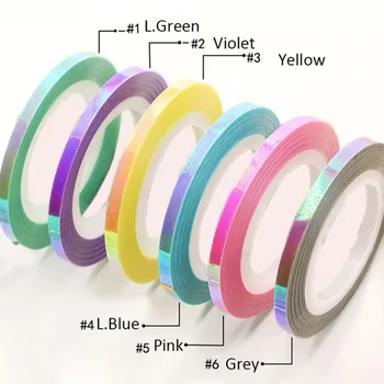 

10Roll 1mm 2mm 3mm Iridescent Rainbow Tape Sticker For Gel Nail Polish Stickers DIY Resin Crafts, Hologram, Iridescent Striping