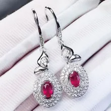 Серьги-капли из натурального рубина,, Стерлинговое Серебро 925 пробы, стиль бабочки, ювелирные украшения, 0.35ct* 2шт, драгоценный камень# J18122404