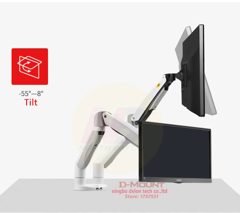 NB F195A 3-9 кг алюминиевый 22-3" двойной компьютерный экран стенд газовая пружинная рукоятка полный движения двойной ПК монитор держатель поддержка с USB